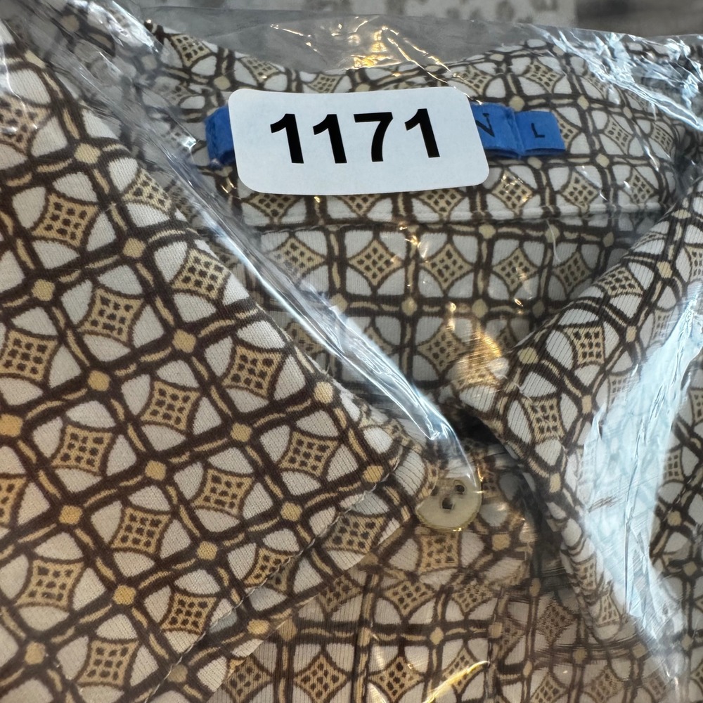 J.McLaughlin Womens Lawrence Dress Size L Tan Geometric Catalina Cloth Roll Tab - Picture 11 of 11